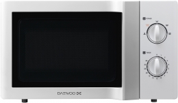 Daewoo white 20 litre manual control microwave oven