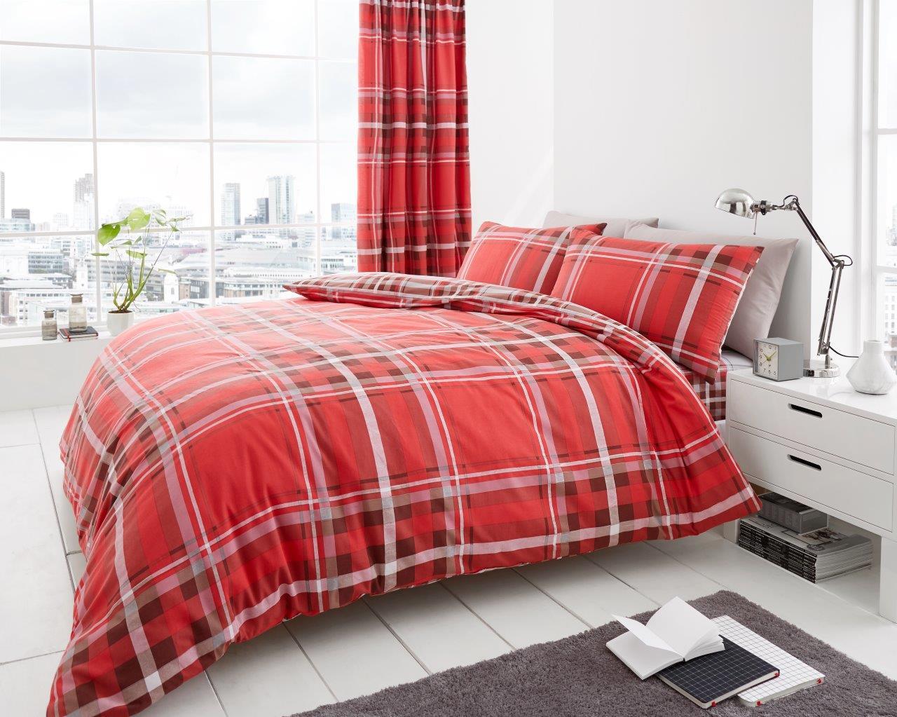 Red Tartan Duvet Double Bedding Pack