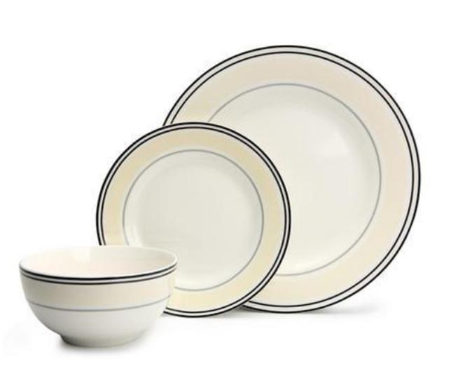 12 Piece Fine China City Stripe Dining Set 